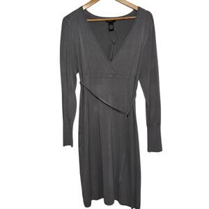 NWT BCBG Maxazria Size XL Gray Faux Wrap Knit Sweater Dress